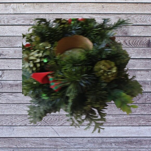 Vintage Christmas Plastic  Centerpiece Candle Holder Pine Greenery Bows CB3 - Picture 4 of 6